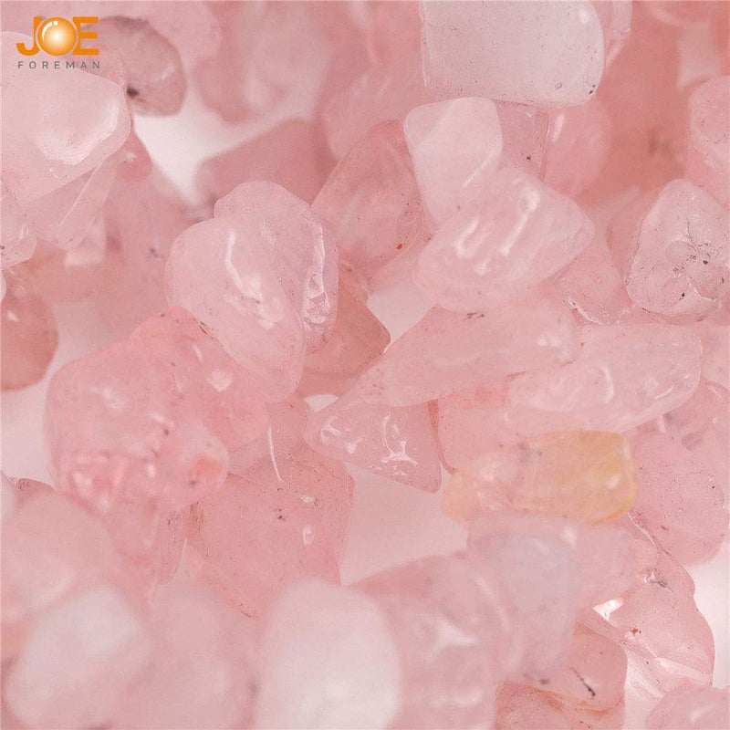 JOE FOREMAN 6-8mm Rose Quartz Beads Natural Stone Gravel Gemstone Chips Beads Wholesale Loose Beads for Jewelry Making Freeform Pink 34" JOE FOREMAN - Image 3